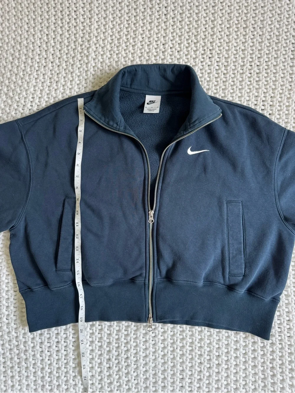 Nike Men's Dark Navy Zip-Up Fleece with White Swoosh